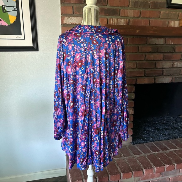 Free People Daisy Jane Long Sleeve Floral Print Mini Dress in Purple Sz M - Picture 9 of 10